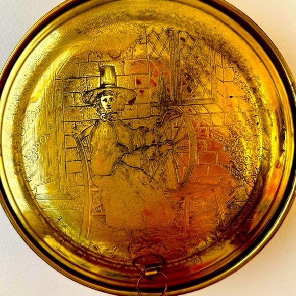 Rustic Farmhouse decor Antique English Brass Bed Warmer - Picture 3 of 14